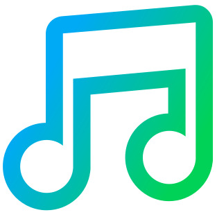 Music note icon in blue green gradient