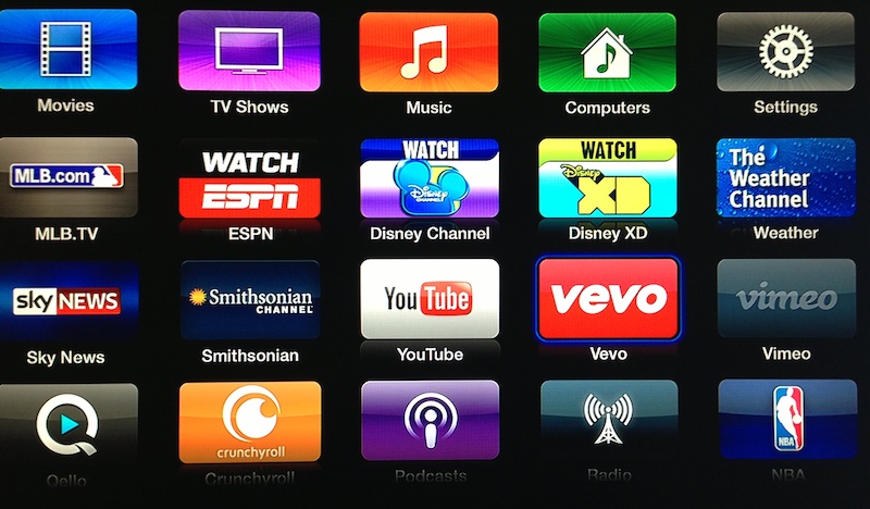 Contour streaming apps options displayed on TV screen